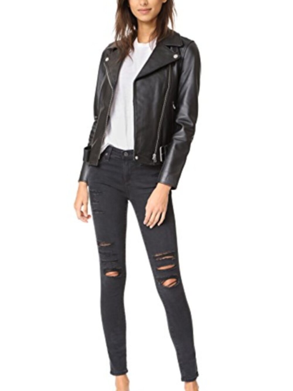 AG Absolute Legging skinny ankle jeans - destroyed black 26 - indie sleaze
